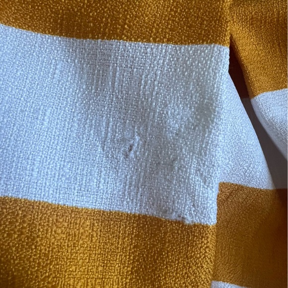 Asymmetrical Striped White Mustard Yellow Women's Wrap Maxi Skirt Medium - Picture 8 of 8